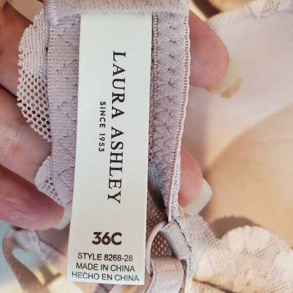 NWT LAURA ASHLEY SZ 36C 3 Pack Comfort Push-Up Bras Pink & Taupe Lace - Picture 4 of 9